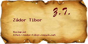 Zádor Tibor névjegykártya